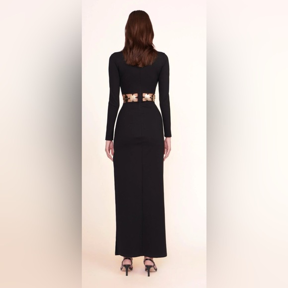 STAUD Black Long Sleeve Dress with Gold Detail - Picture 2 of 7